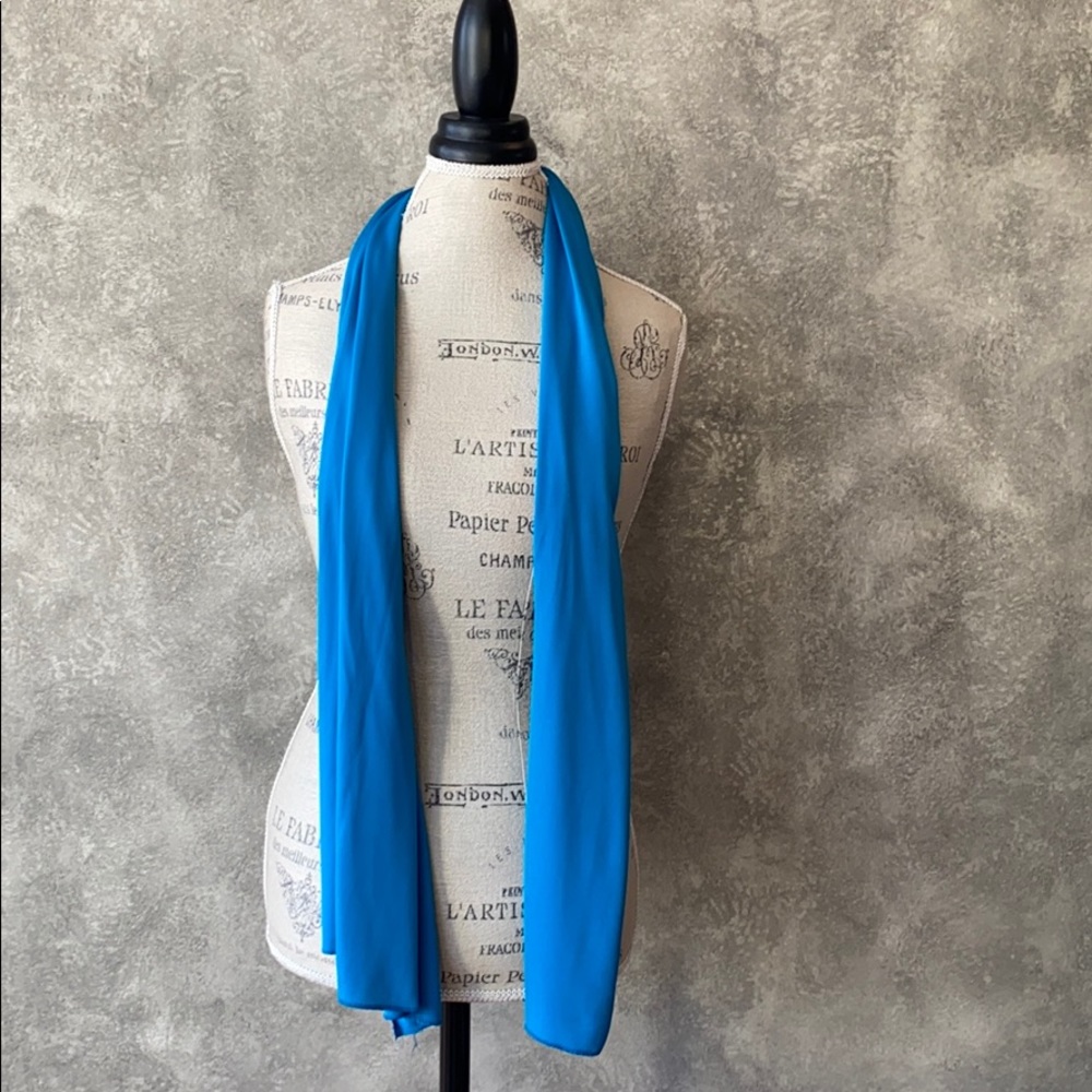 Blue Polyester Solid Color Hijab Scarf Shawl - Picture 4 of 9